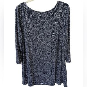 J Jill wherever top size L black/white, 3/4 sleeves